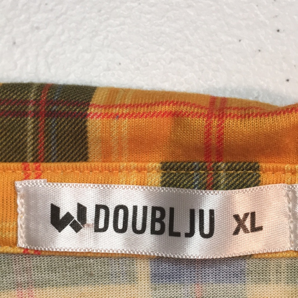 DOUBLJU Plaid Button-Up Convertible Sleeve Top - Picture 5 of 8